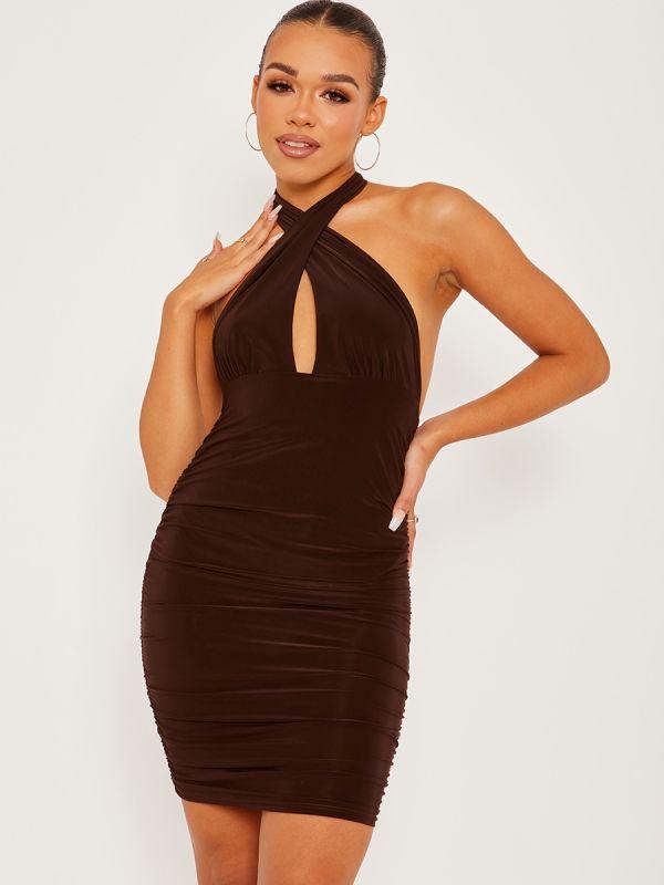 Cross neck bodycon dress top