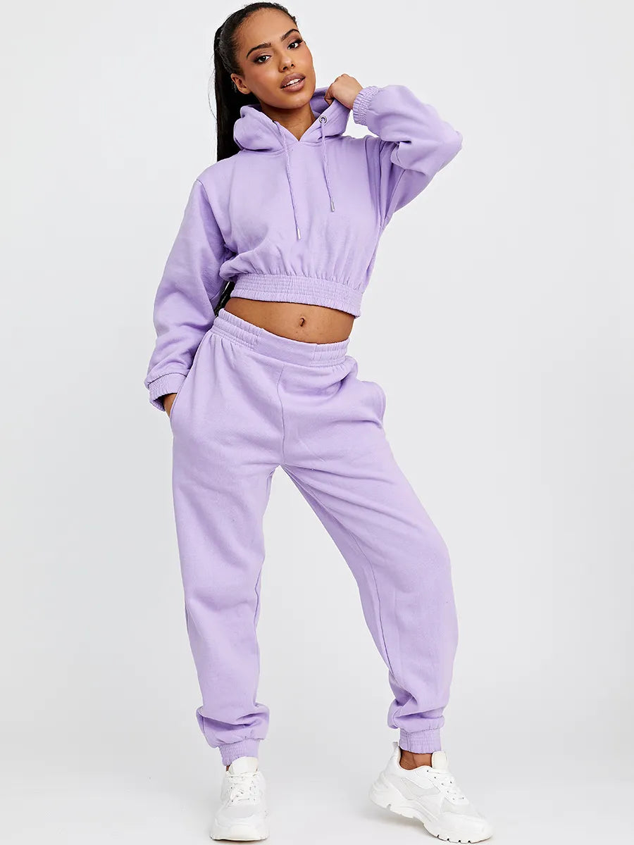 Crop top hoodie with top joggers