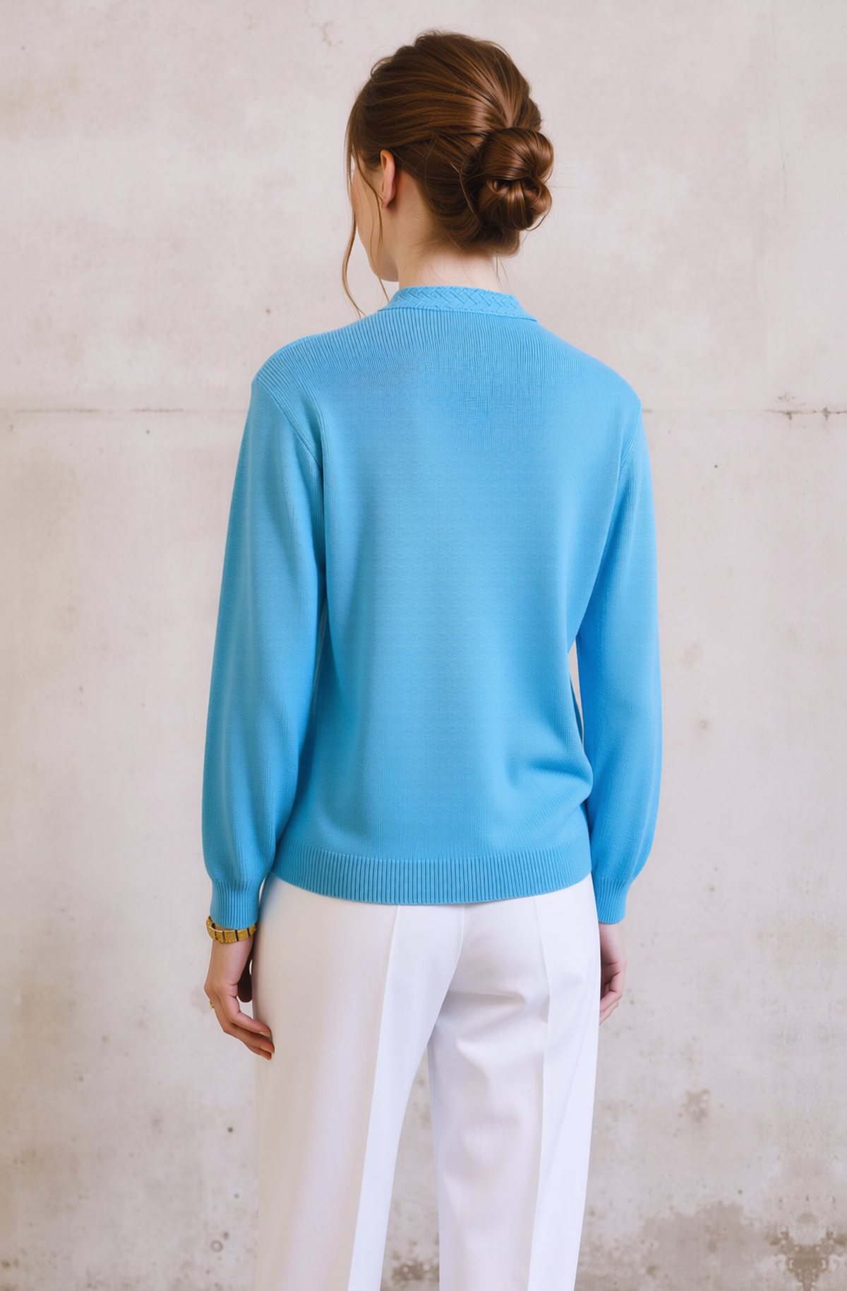 Women's Turquoise V-Neck Button-Front Cardigan with Pockets - Lightweight Long Sleeve Sweater