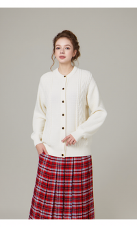Cream Round Neck Cardigan