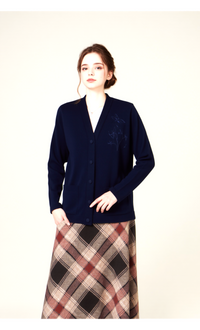 Navy V-Neck Button Pocket Cardigan