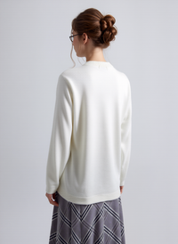 Cream Round Neck Button Pocket Cardigan
