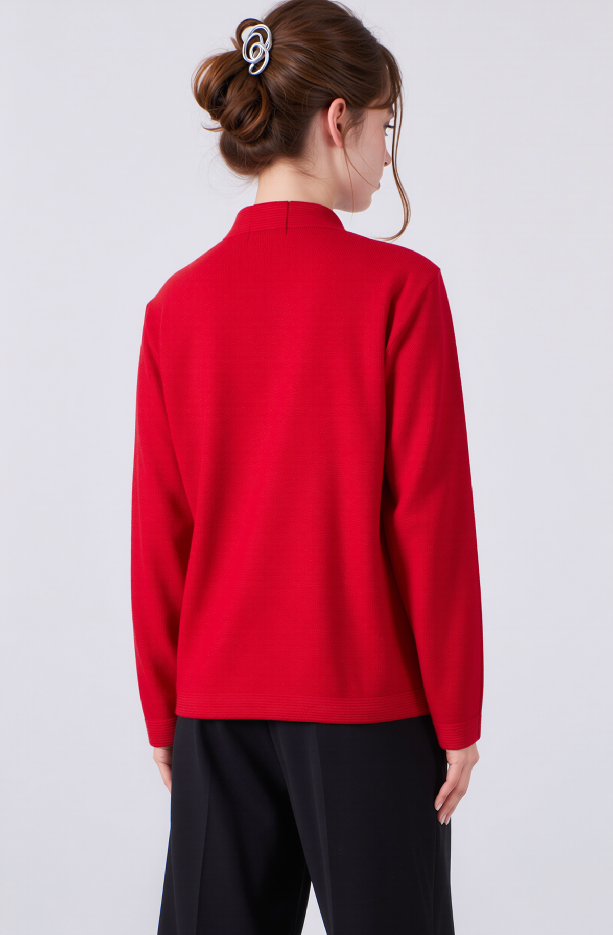 Red V-Neck Button Pocket Cardigan