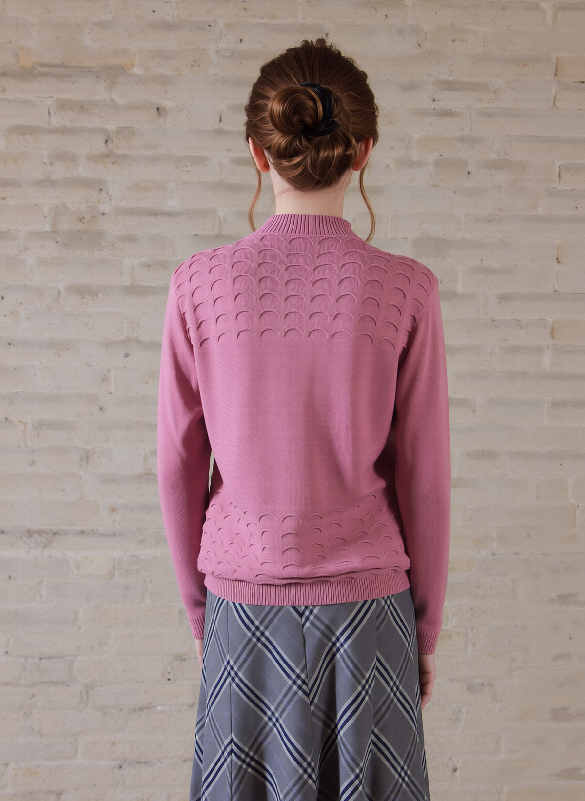 Pink Scallop Edge Open Cardigan