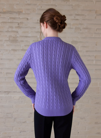 Lavender V-Neck Cable Knit Jumper