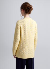 Yellow Round Neck Cable Knit Jumper