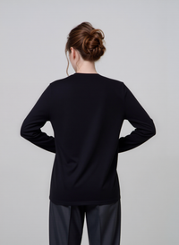 Black Pattern Design Knit Jumper
