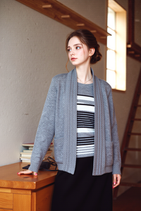 Grey Stripe Twinset Jumper
