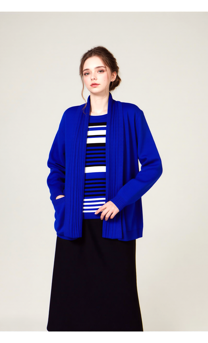 Royal Blue Stripe Twinset Jumper