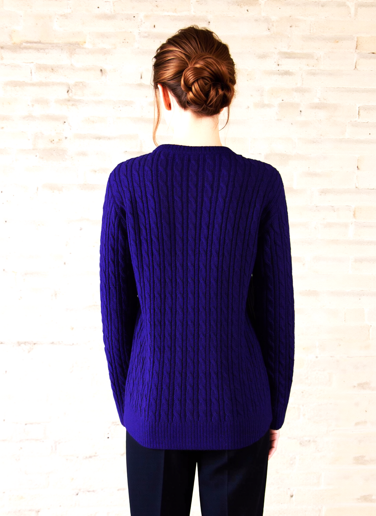 Purple Round Neck Cable Knit Jumper