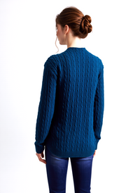 Teal V-Neck Cable Knit Jumper