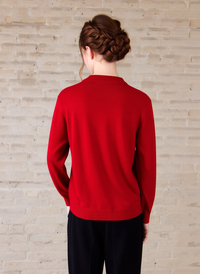 Red Round Neck Diamond Design Jumper
