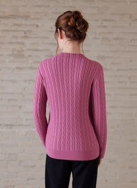 Pink V-Neck Cable Knit Jumper