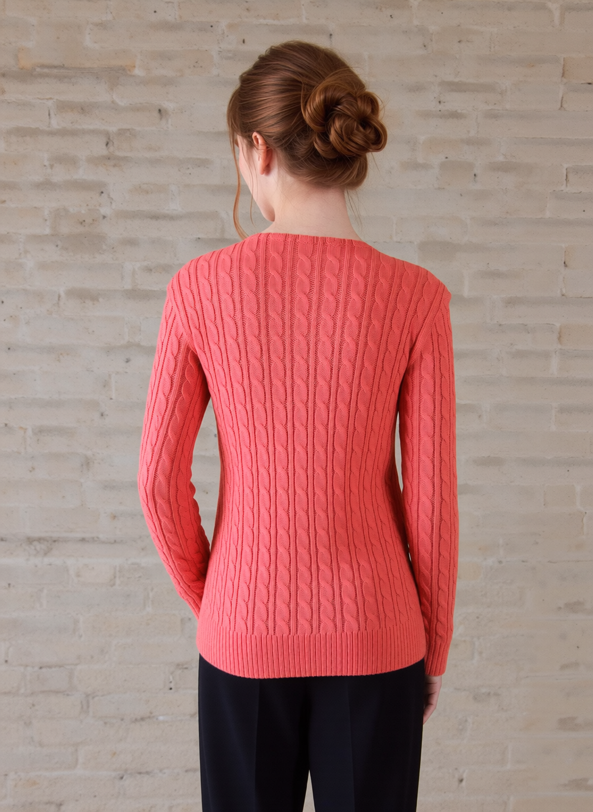 Coral V-Neck Cable Knit Jumper