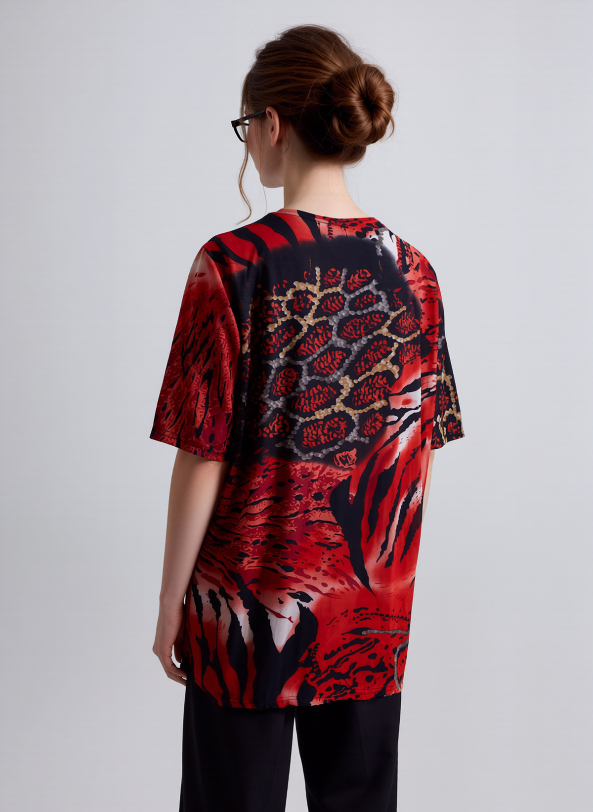 Red Leopard Print Short Sleeves Top