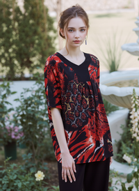 Red Leopard Print Short Sleeves Top