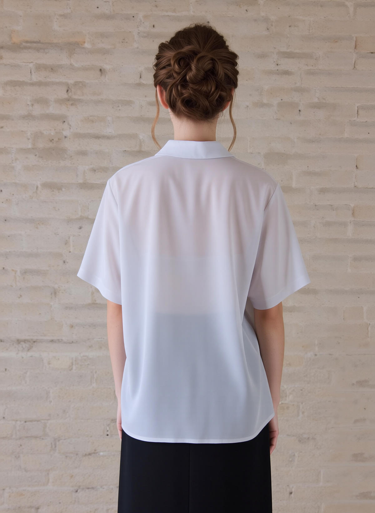 White Collar Button Up Short Sleeve Blouse Top