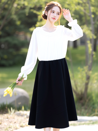 Black Lined Elasticated A-Line Skirt