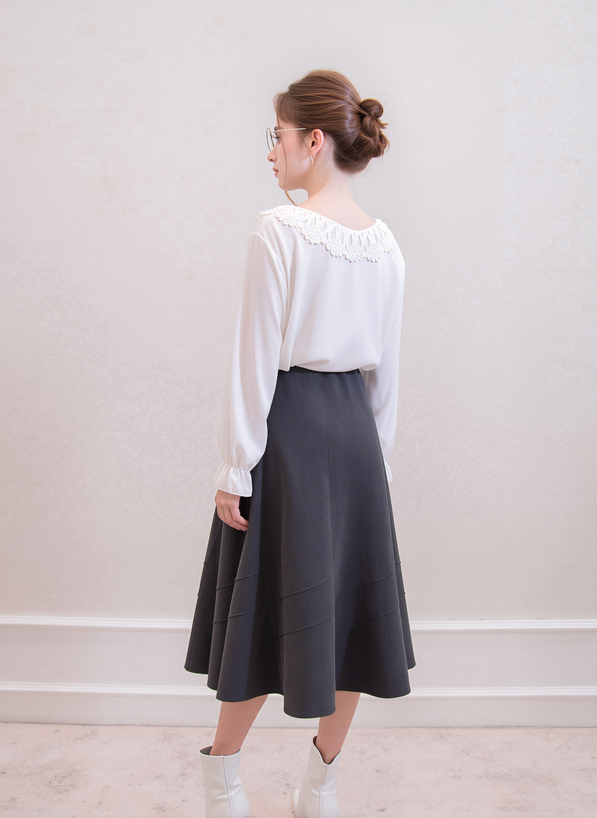 Grey Lined Elasticated A-Line Skirt