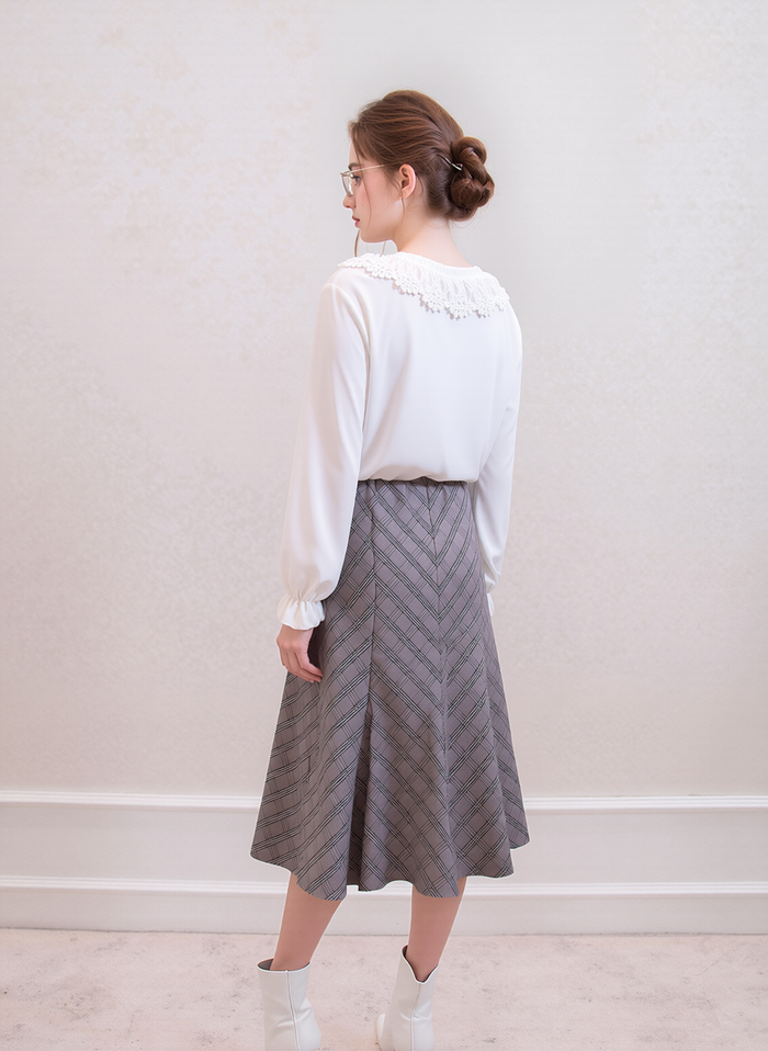 Pink Elasticated Lined A-Line Diamond Checked Skirt