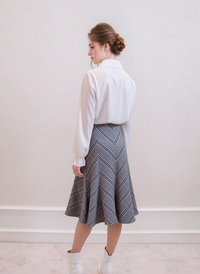 Grey Elasticated Lined A-Line Checked Skirt