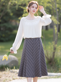 Pink Elasticated Lined A-Line Diamond Checked Skirt