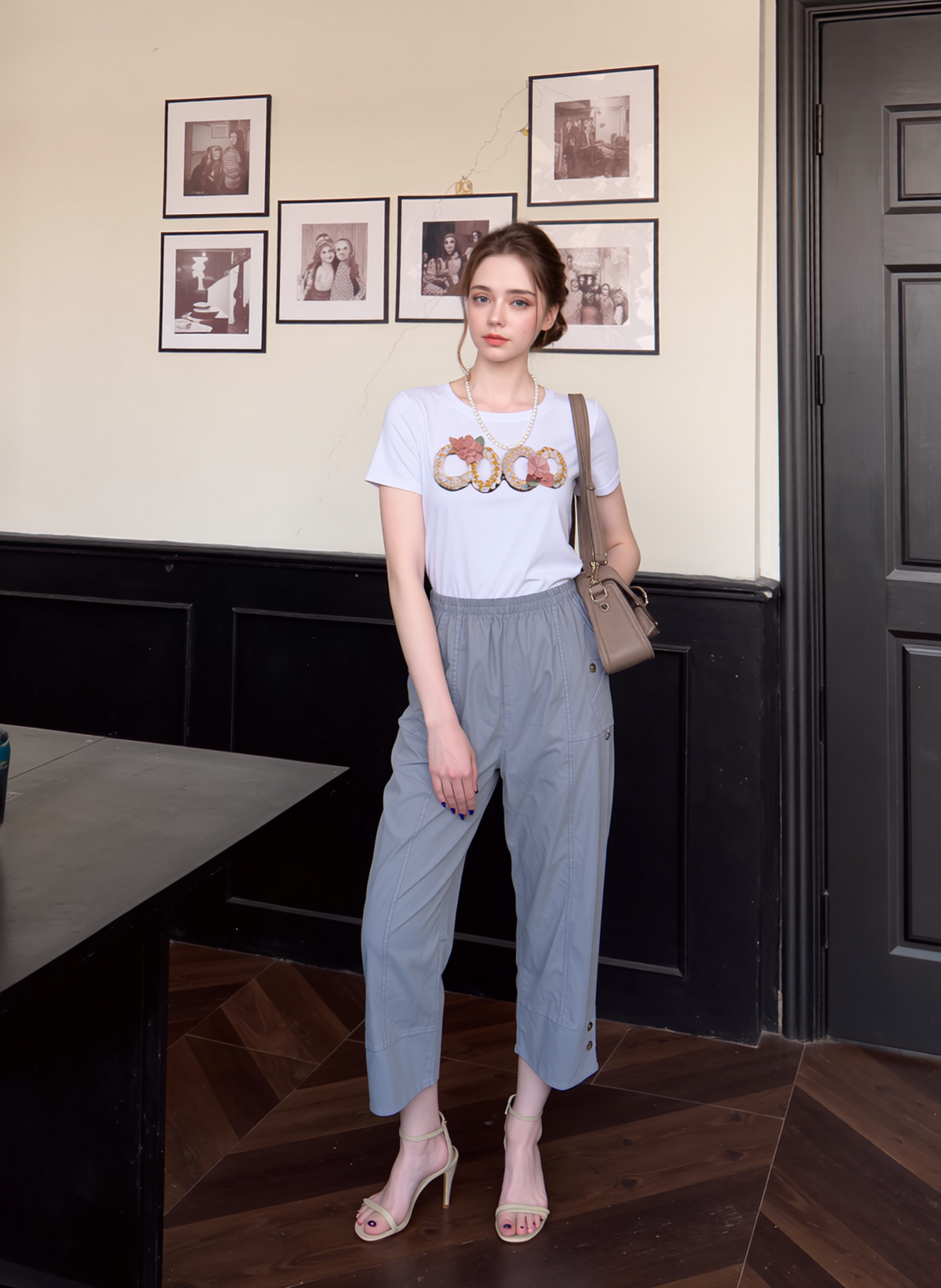 Grey Cropped Cotton Trouser