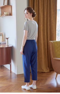 Blue Denim Cropped Cotton Trouser