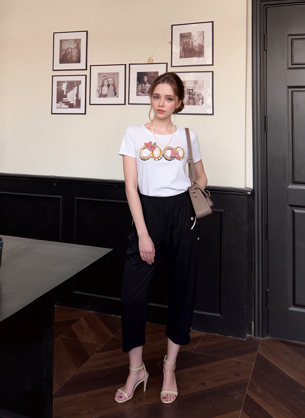 Black Cropped Cotton Trouser