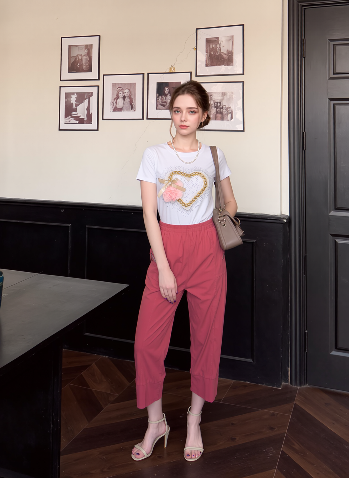 Coral Cropped Cotton Trouser
