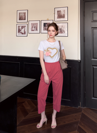 Coral Cropped Cotton Trouser