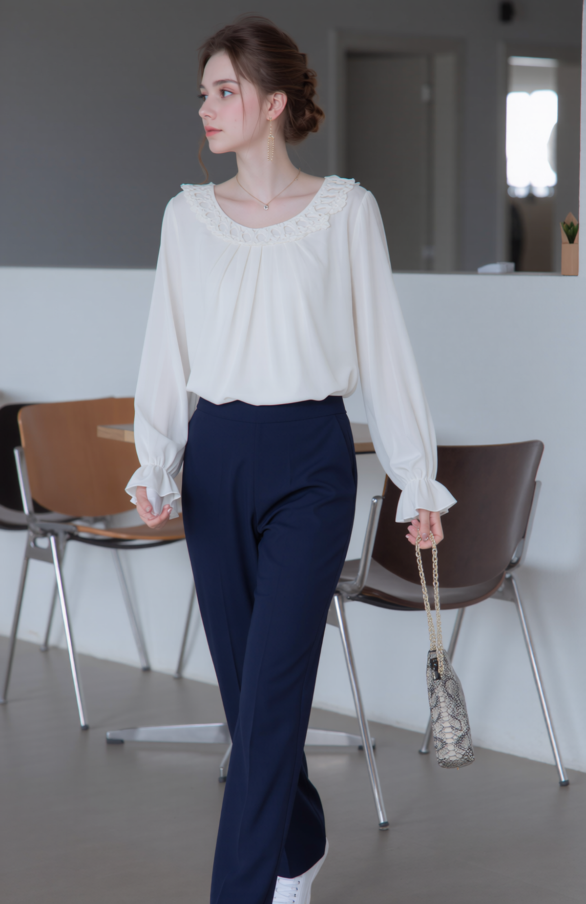 Navy Comfortable Elasticated Trouser