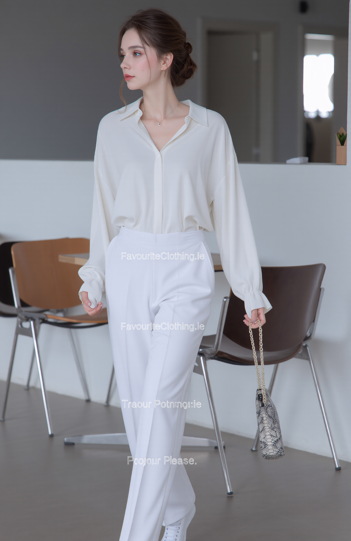 White Comfortable Elasticated Trouser