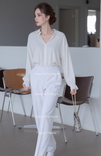 White Comfortable Elasticated Trouser