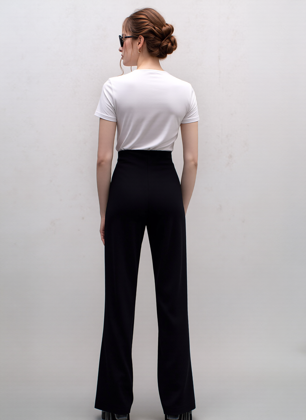 Black Ribbed Elasticated Trouser