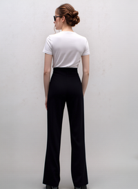 Black Ribbed Elasticated Trouser