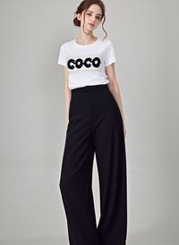 Black Ribbed Elasticated Trouser