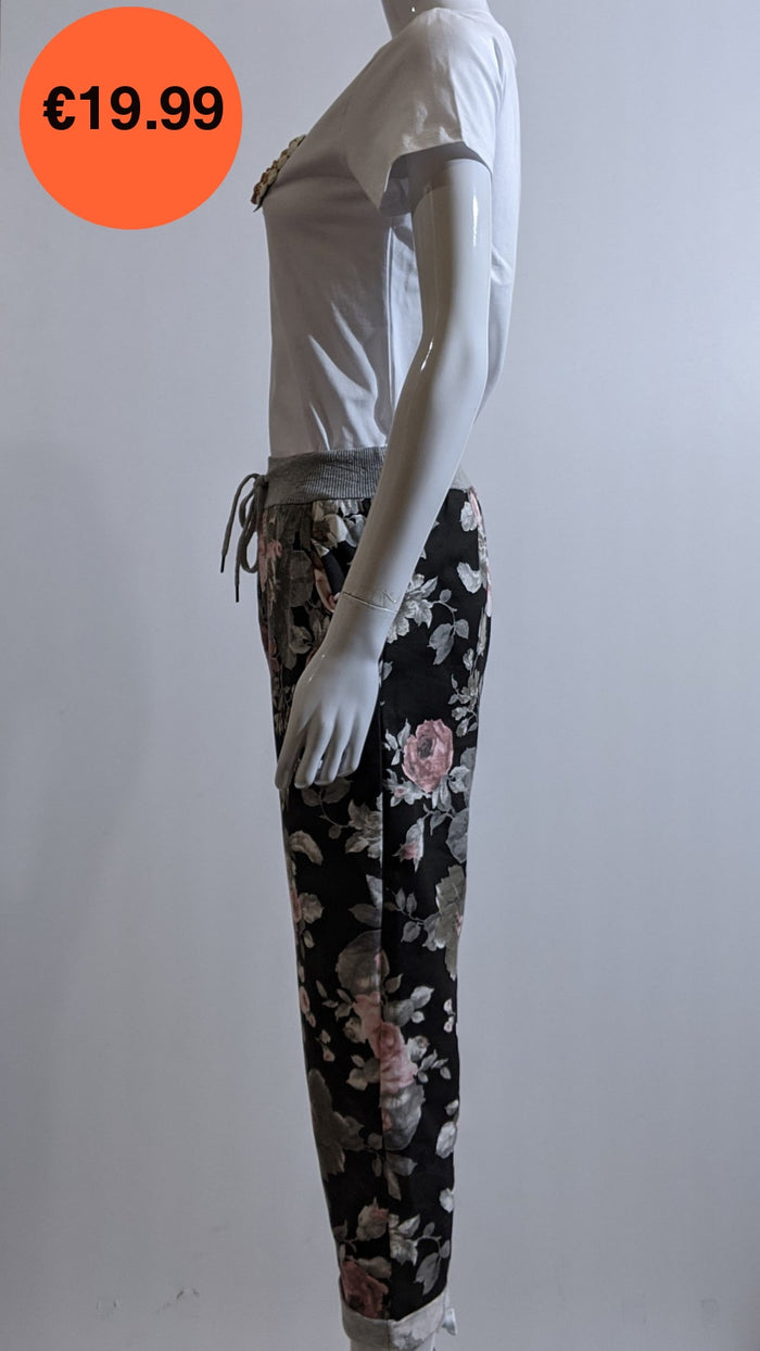 Black Floral Print Trouser