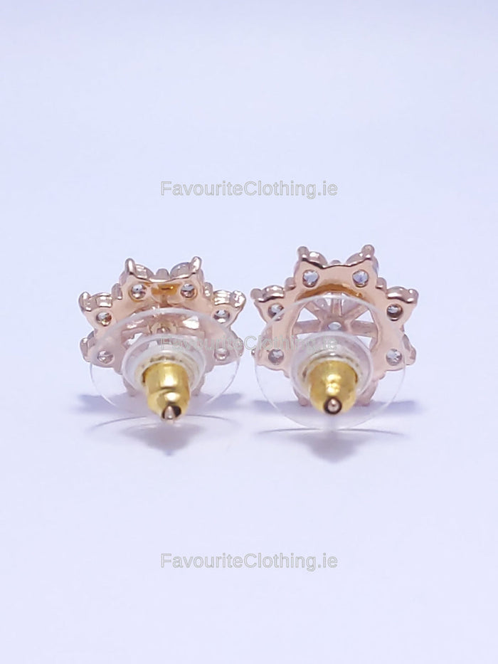 Gold Diamond Star Stud Earrings