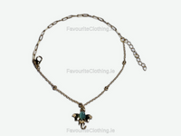 Gold Elephant Blue Charm Chain Link Bracelet