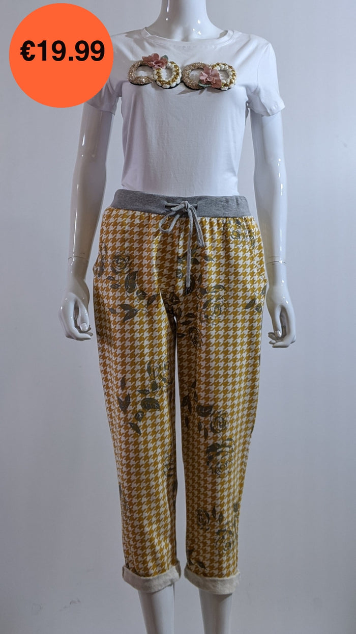 Mustard Printed Trouser
