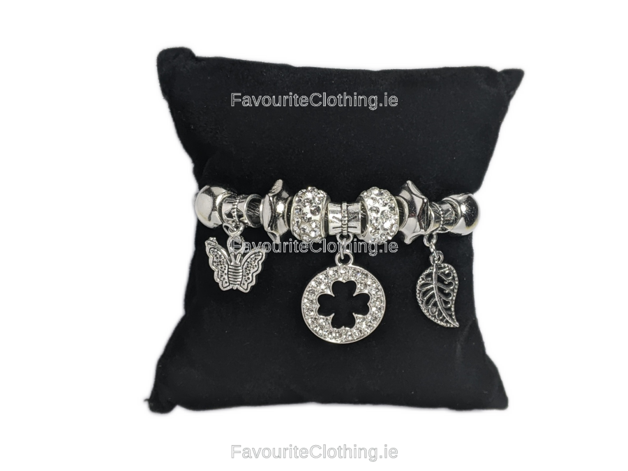 Silver Clover Multi Charm Bracelet