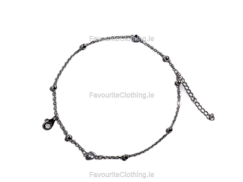 Silver Heart Link Chain Bracelet