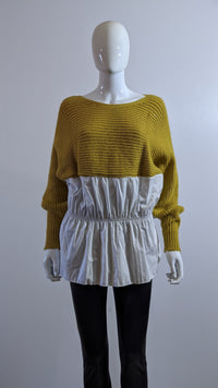Mustard Knitted Contrast Shirt Jumper