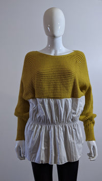 Mustard Knitted Contrast Shirt Jumper