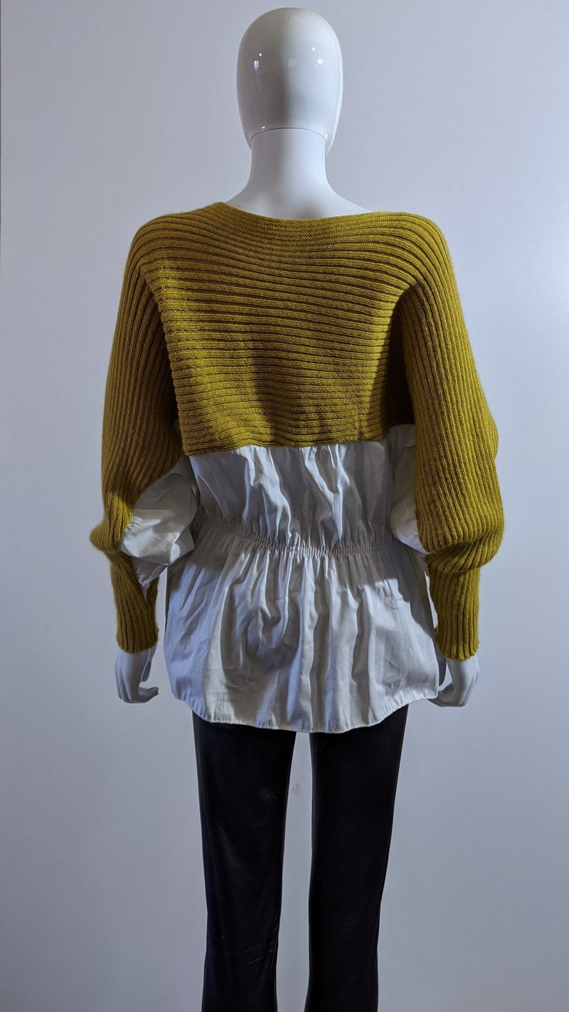 Mustard Knitted Contrast Shirt Jumper
