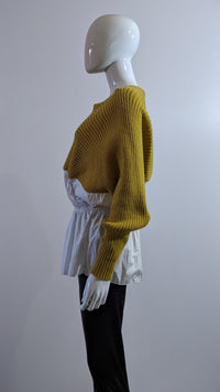 Mustard Knitted Contrast Shirt Jumper