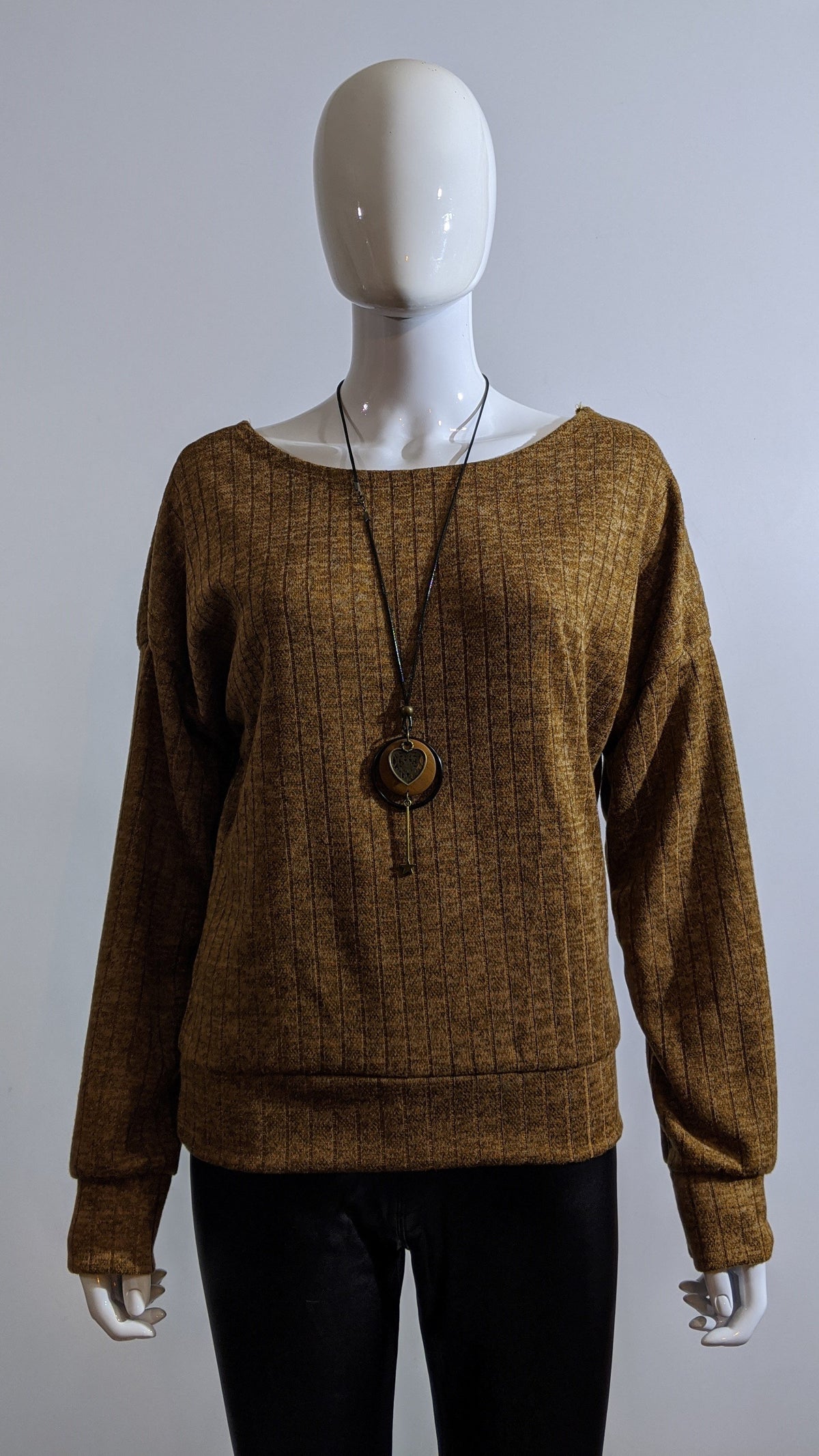 Beige Ribbed Cross-Back Top Jumper