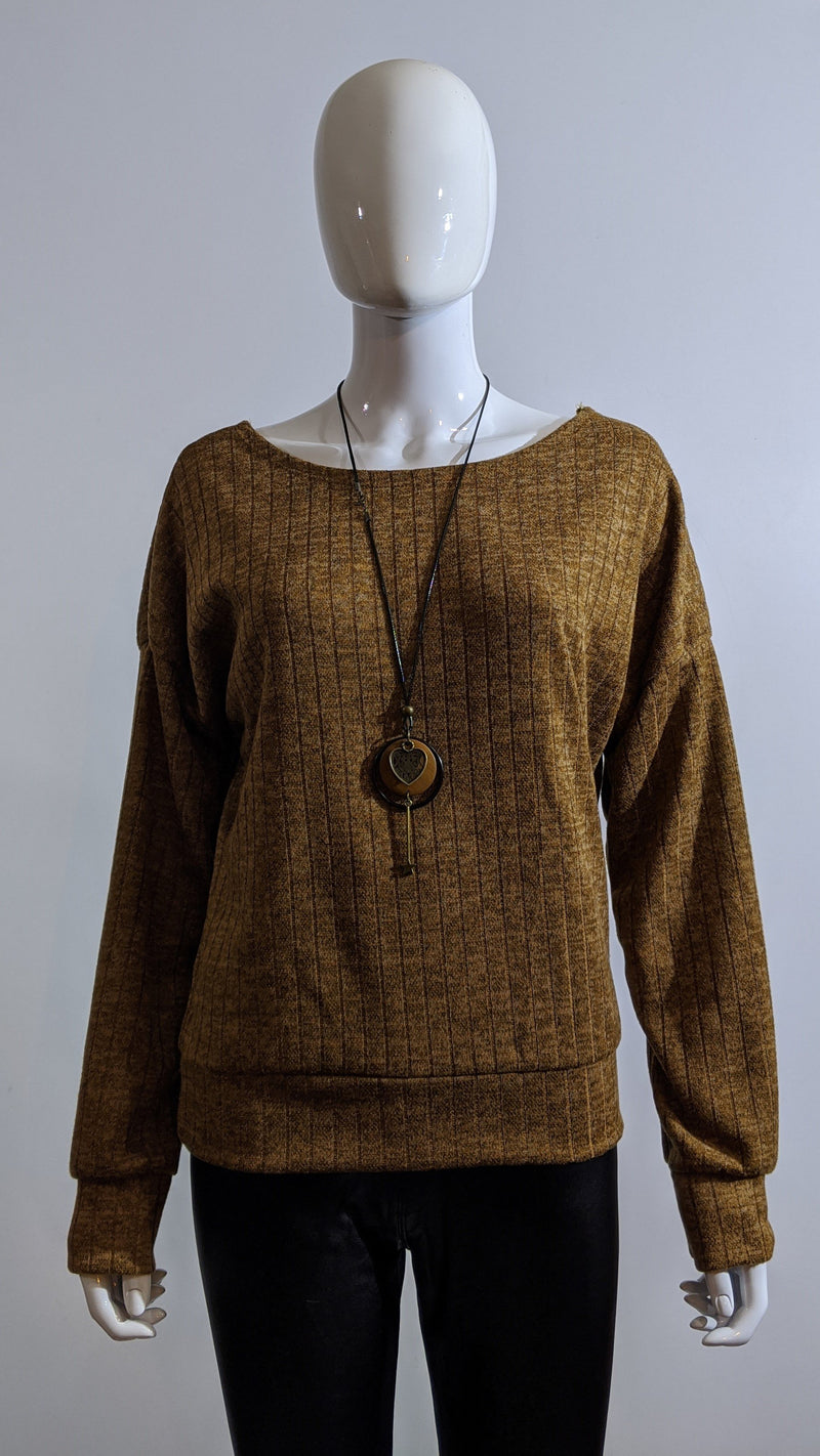 Beige Ribbed Cross-Back Top Jumper