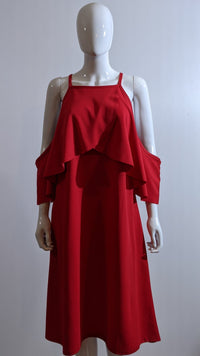 Red Shoulder Cut Layered Sleeve